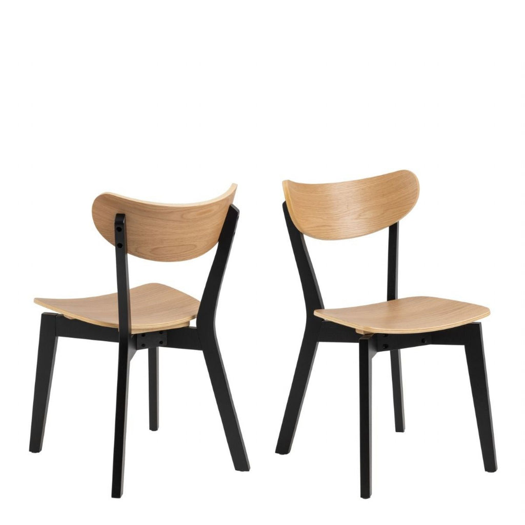 Roxby Extending Dining Table 80120cm in Oak & Black includes 2 Roxby Dining Chairs in Black and Oak