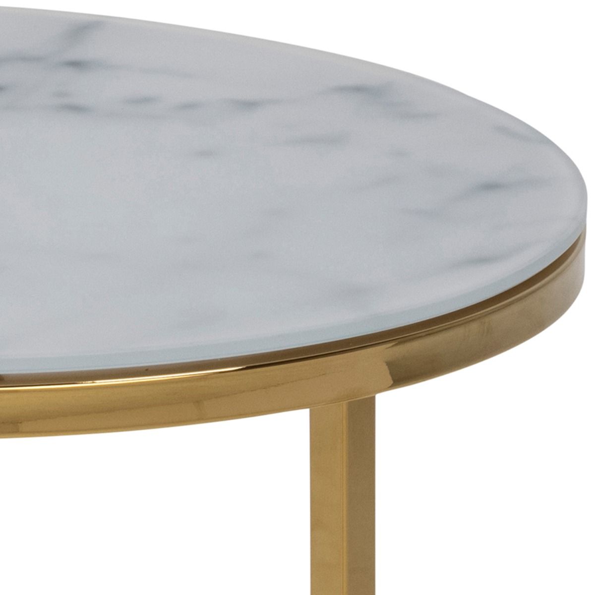 Alisma Nest of 2 Tables with White Marble Glass & Gold Base