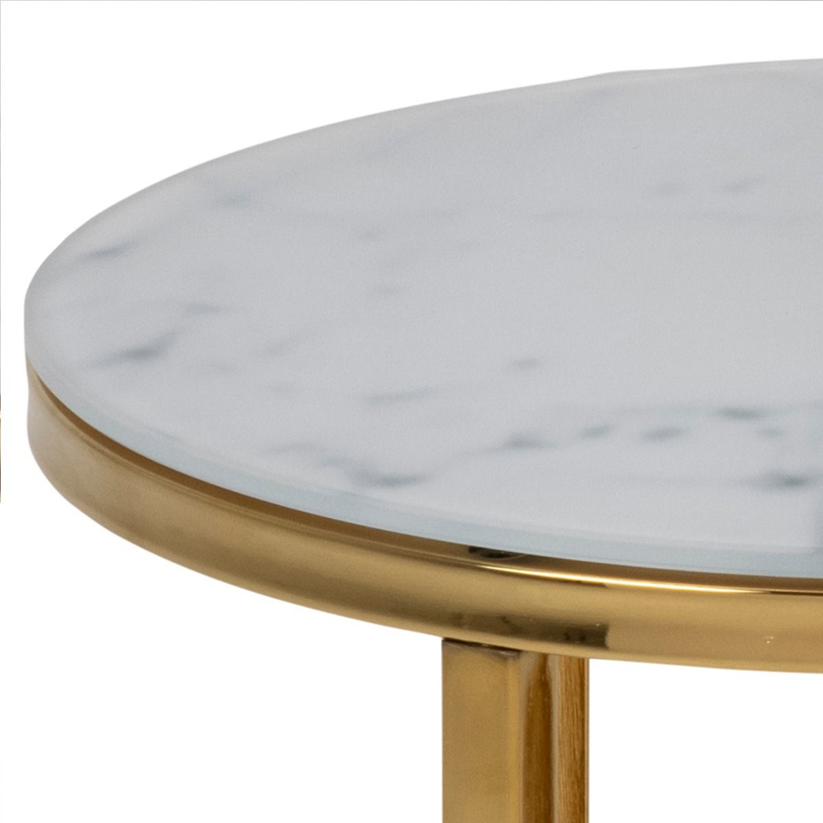 Alisma Nest of 2 Tables with White Marble Glass & Gold Base