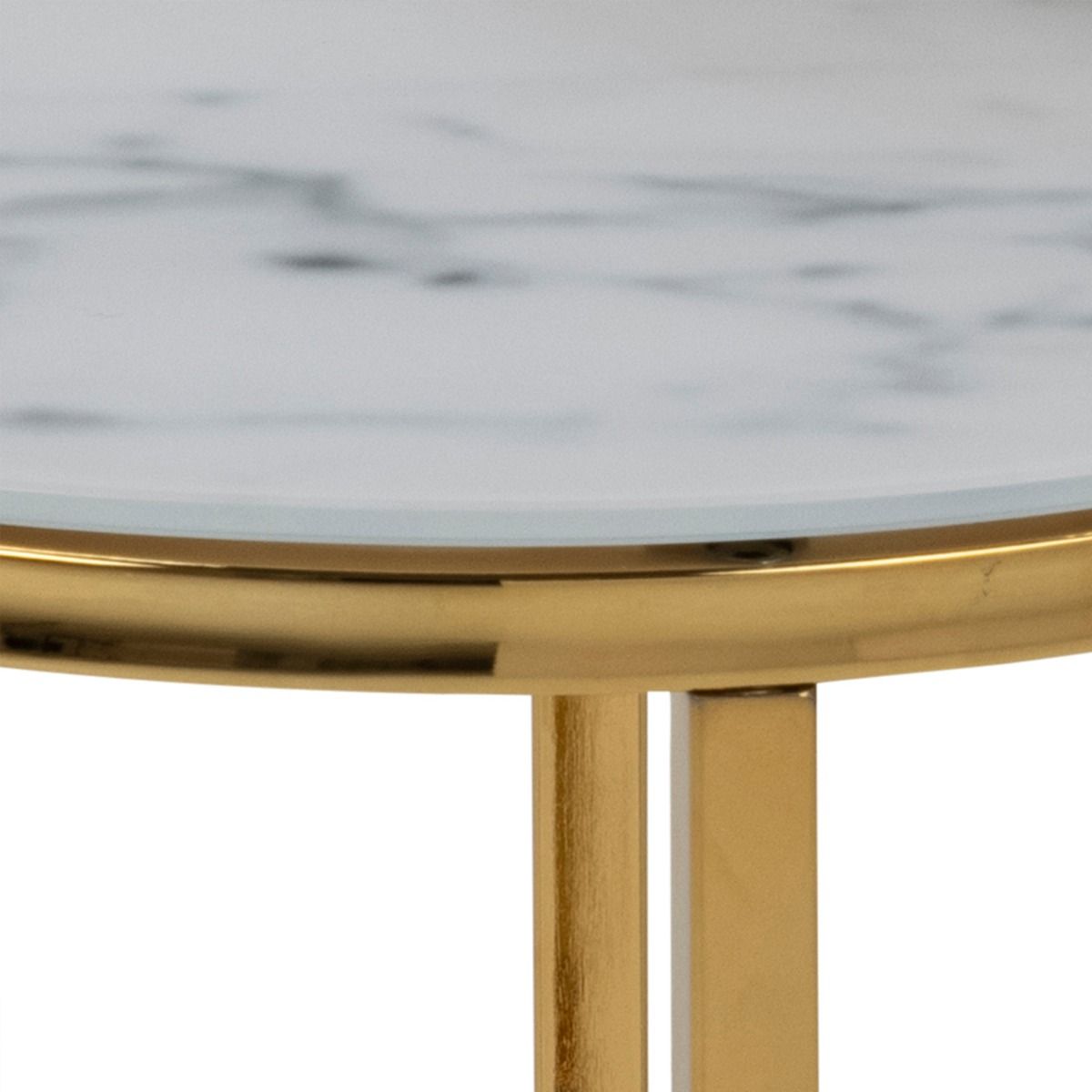 Alisma Nest of 2 Tables with White Marble Glass & Gold Base