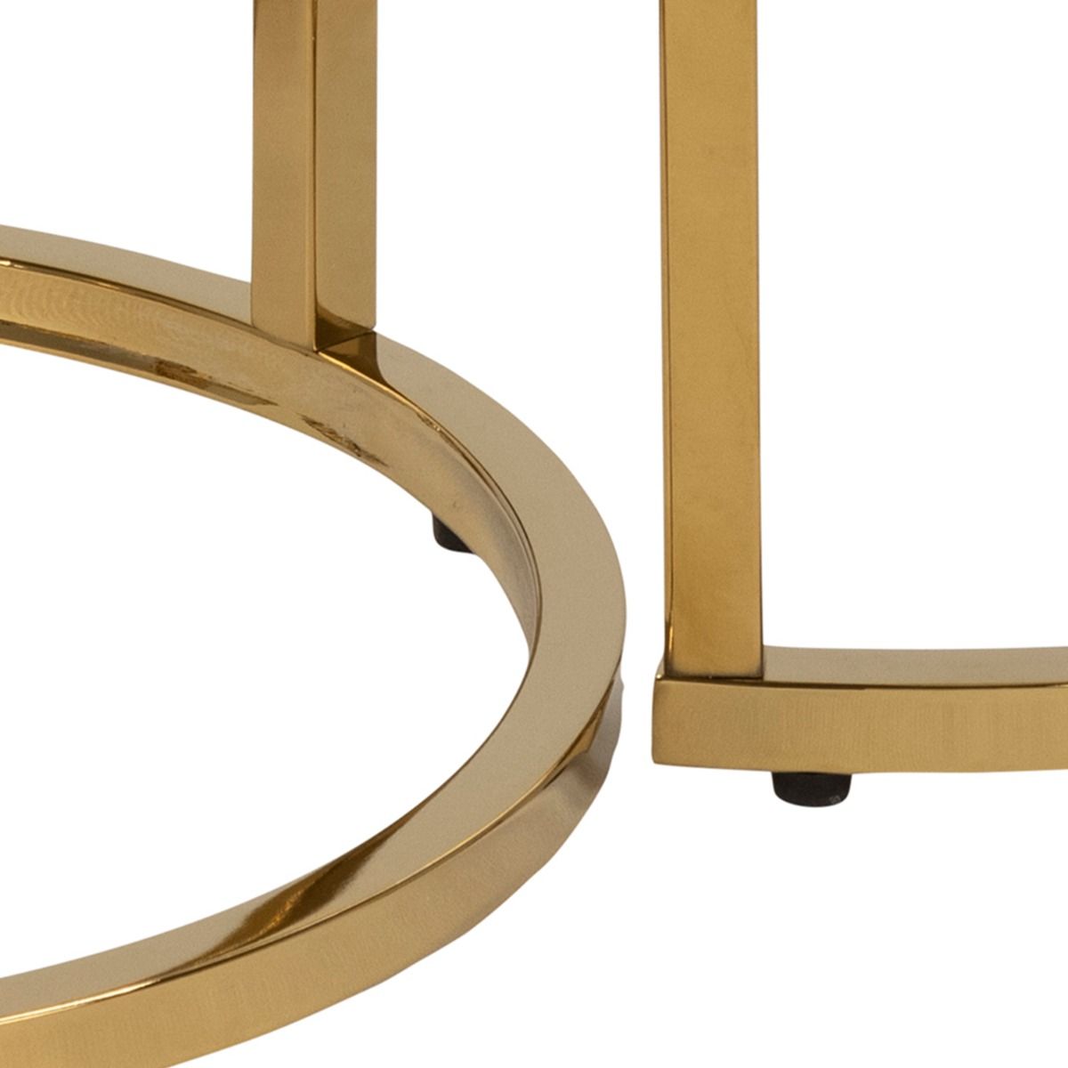 Alisma Nest of 2 Tables with White Marble Glass & Gold Base