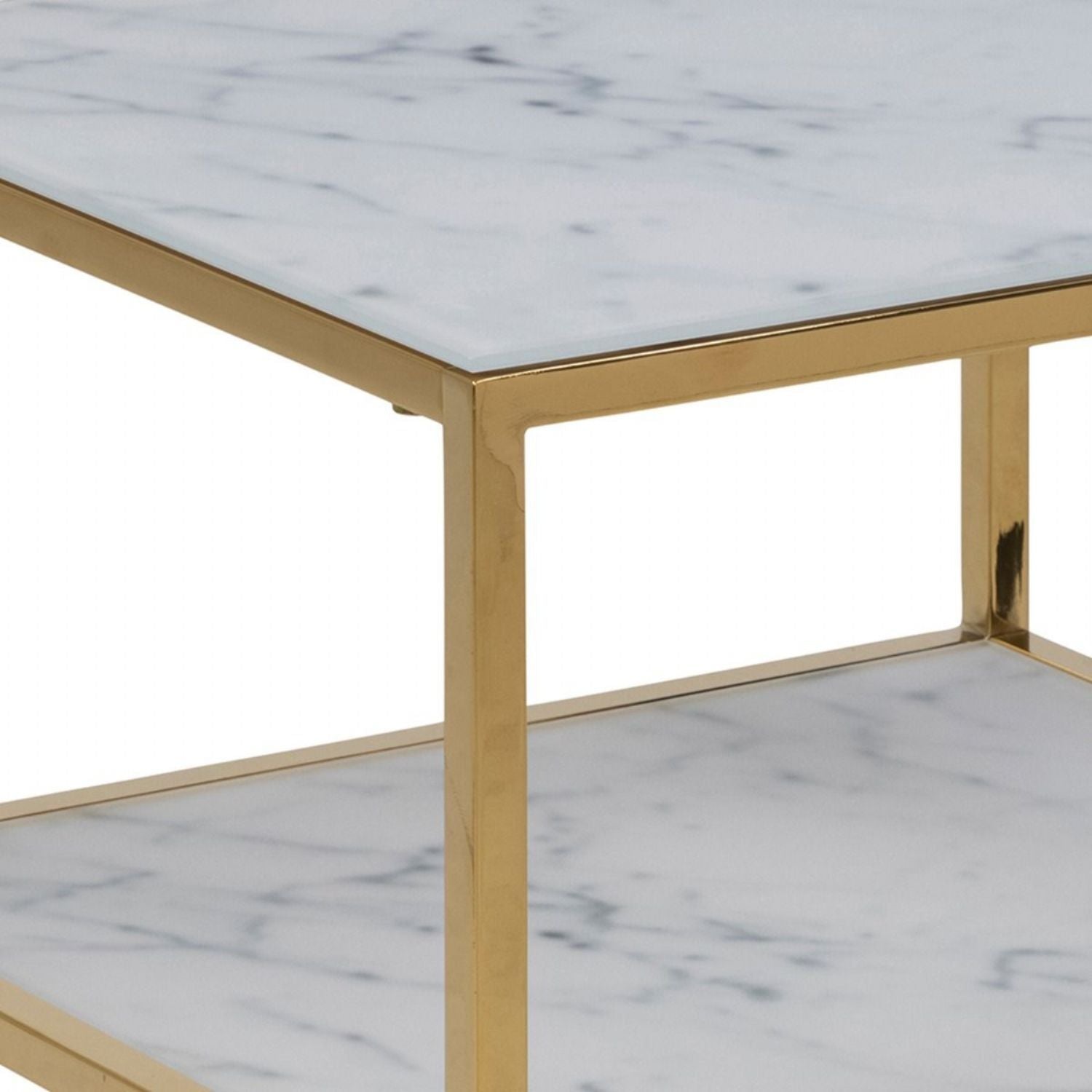 Alisma Bedside Table with White Marble Glass & Gold Base