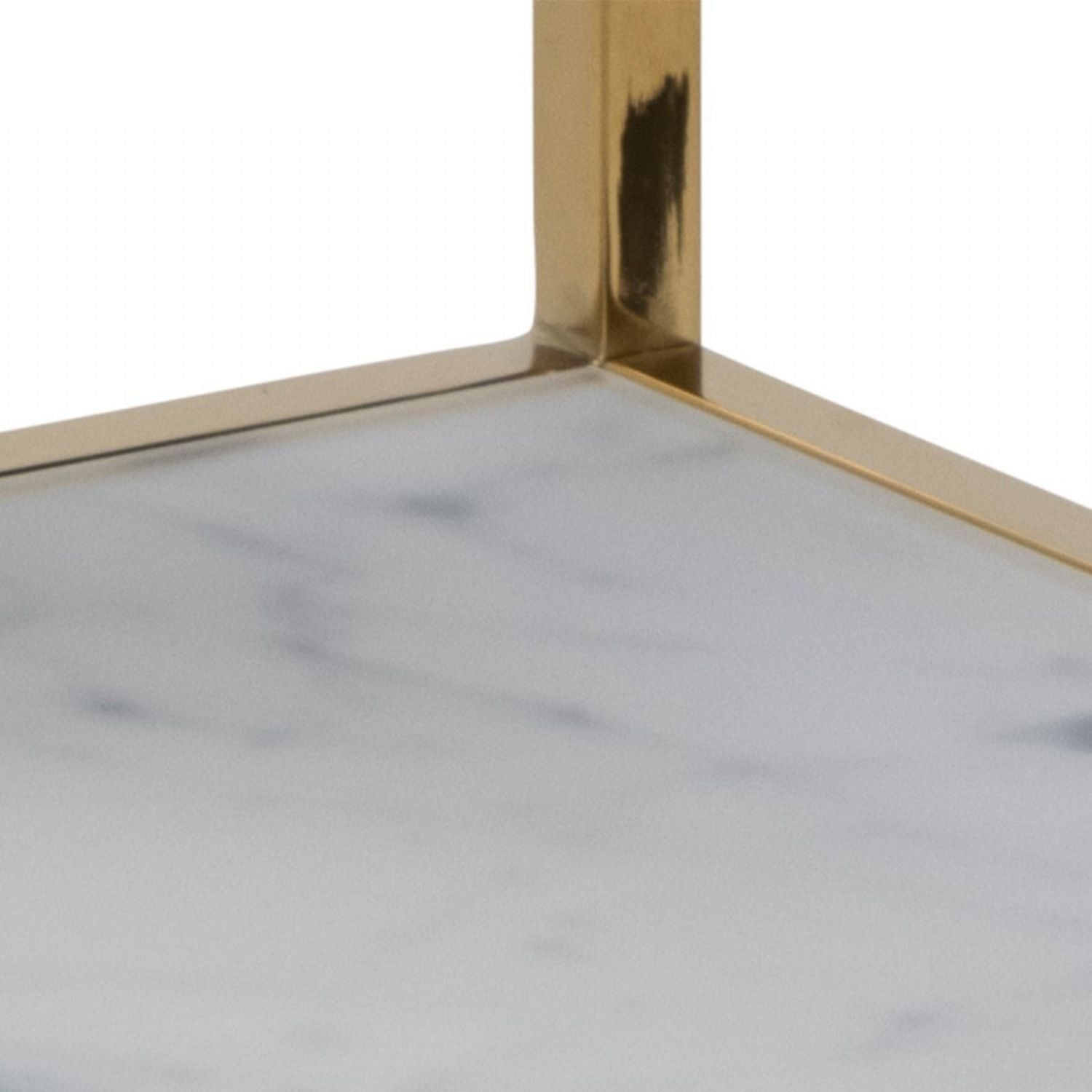 Alisma Bedside Table with White Marble Glass & Gold Base