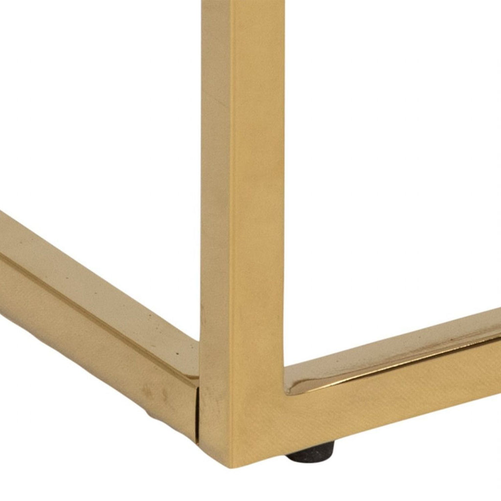Alisma Bedside Table with White Marble Glass & Gold Base