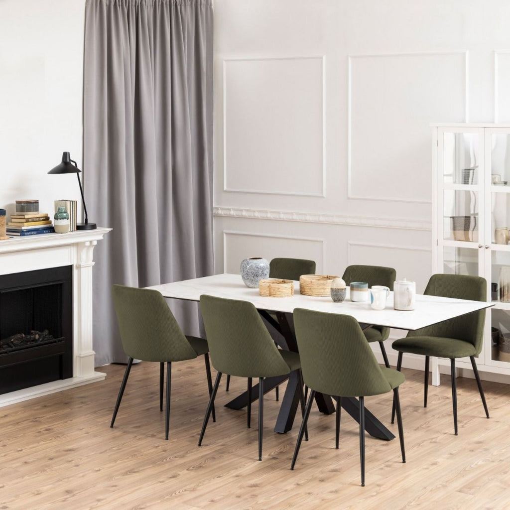 Ines Dining Chair in Olive Green Set of 4