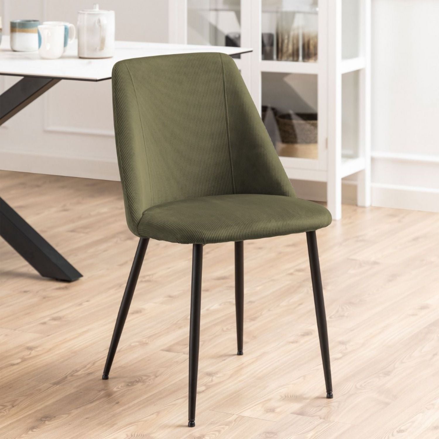 Ines Dining Chair in Olive Green Set of 4