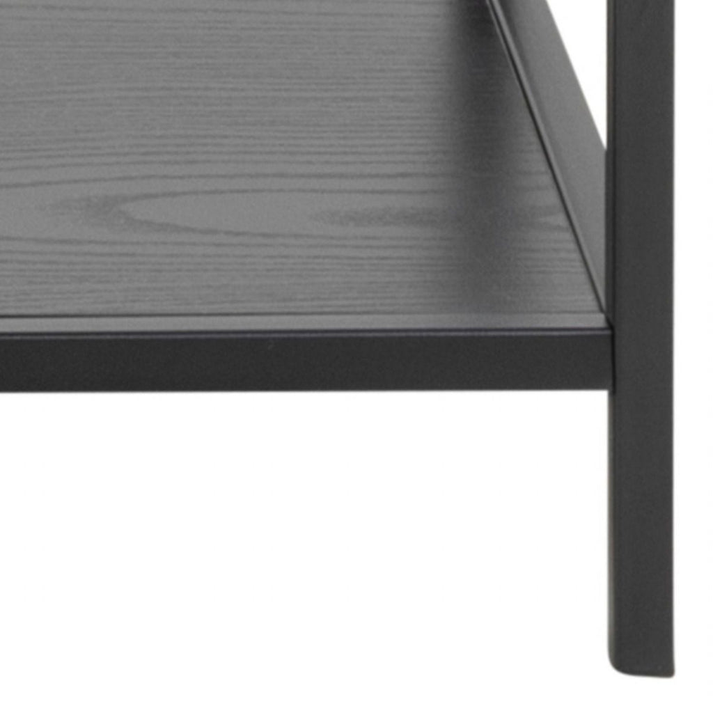 Seaford Console Table with 2 Shelves in Black and Oak