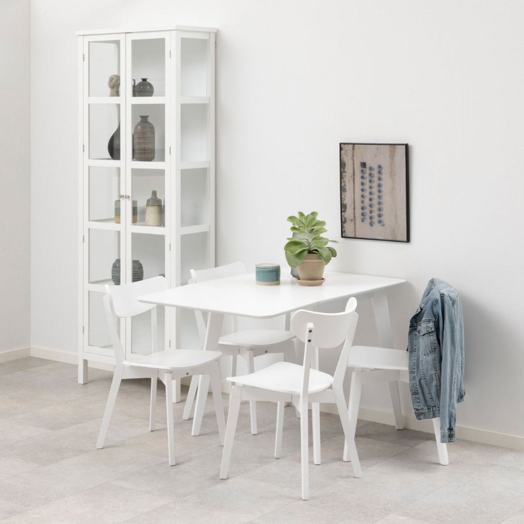Roxby Square Dining Table in White includes 4 Roxby Dining Chair in White