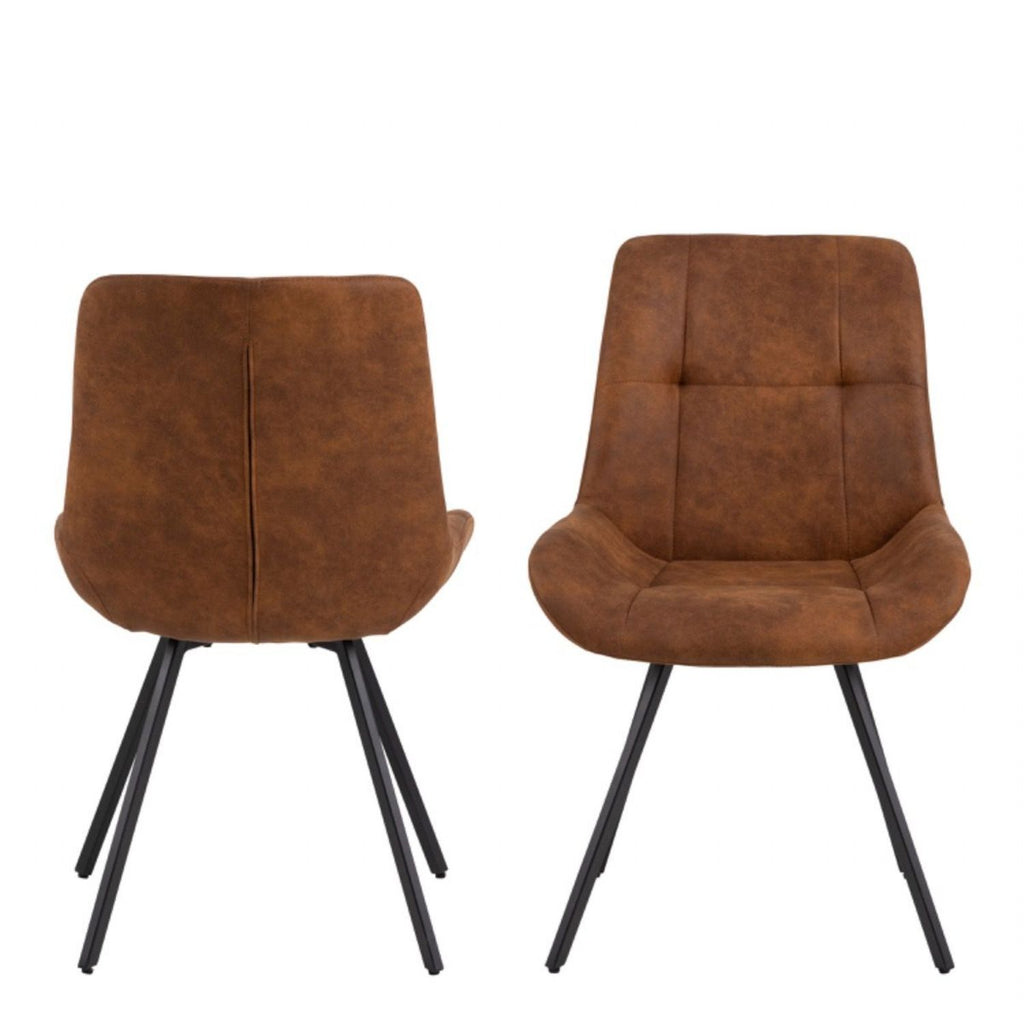 Waylor Dining Chair in Brown Fabric Set of 2