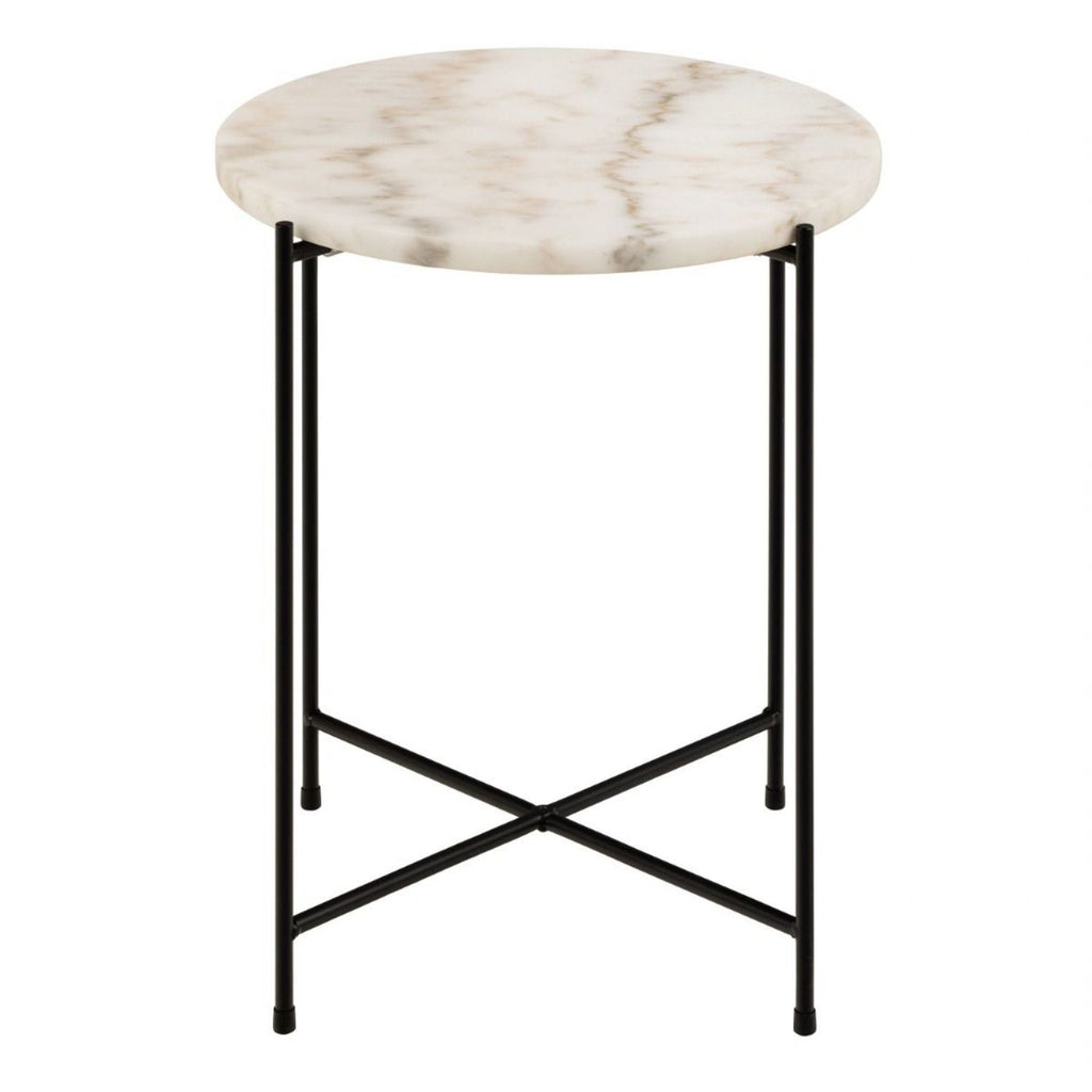 Avila Side Table With White Marble Effect Dia42x45 cm