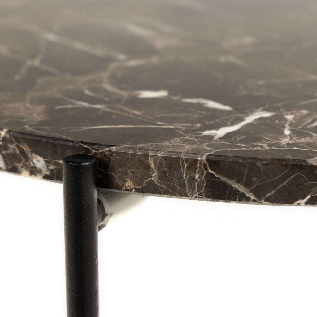 Avila Side Table with Brown Marble Effect Dia42x45 cm