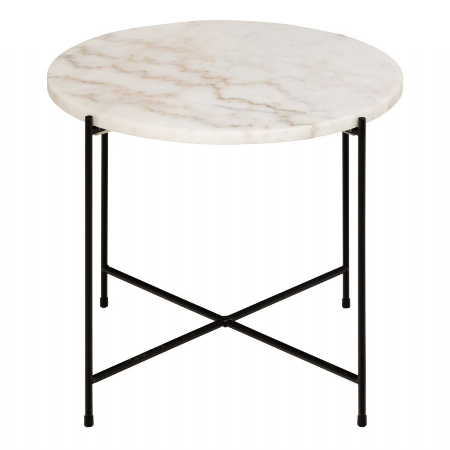 Avila Side Table in White Marble Effect Dia52x40 cm