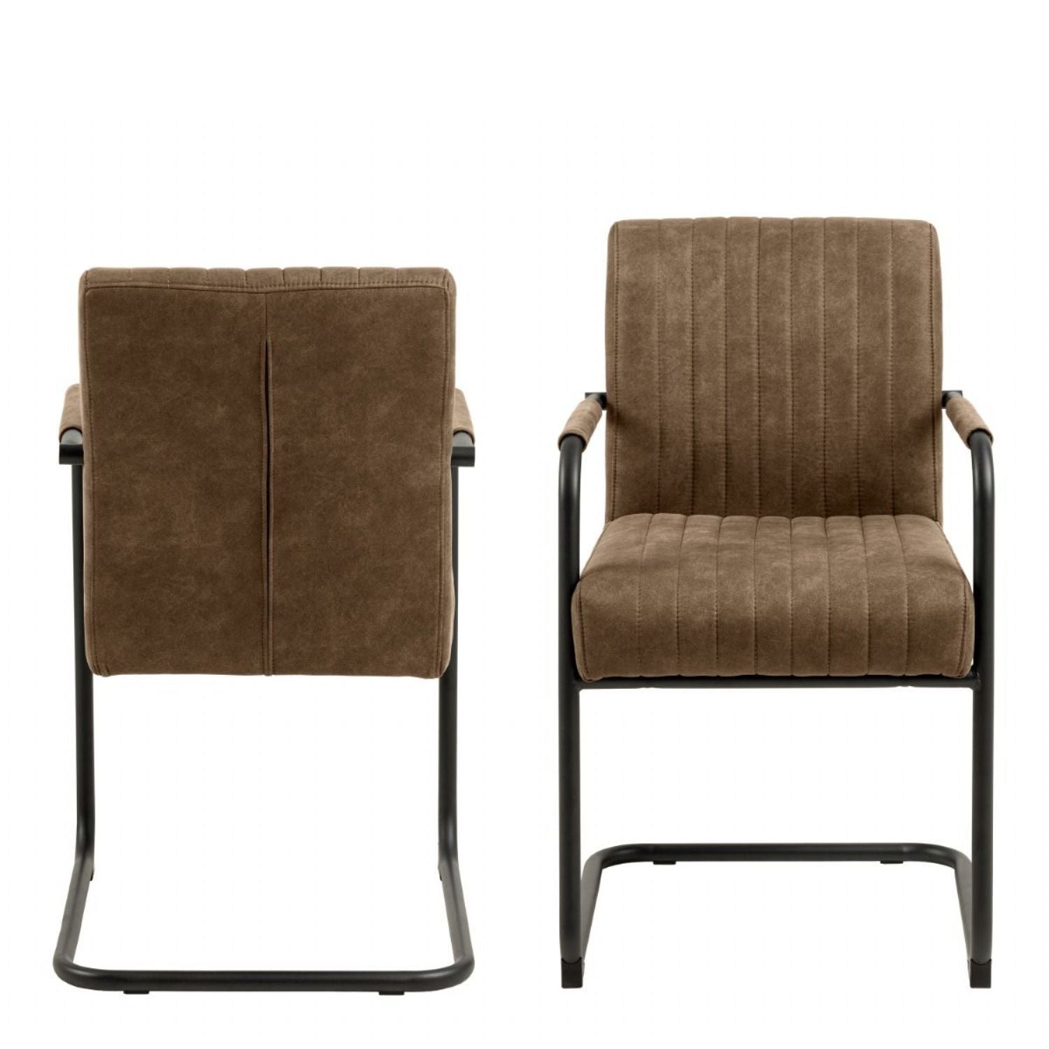 Adele Dining Chair in Light Brown Fabric Set of 2