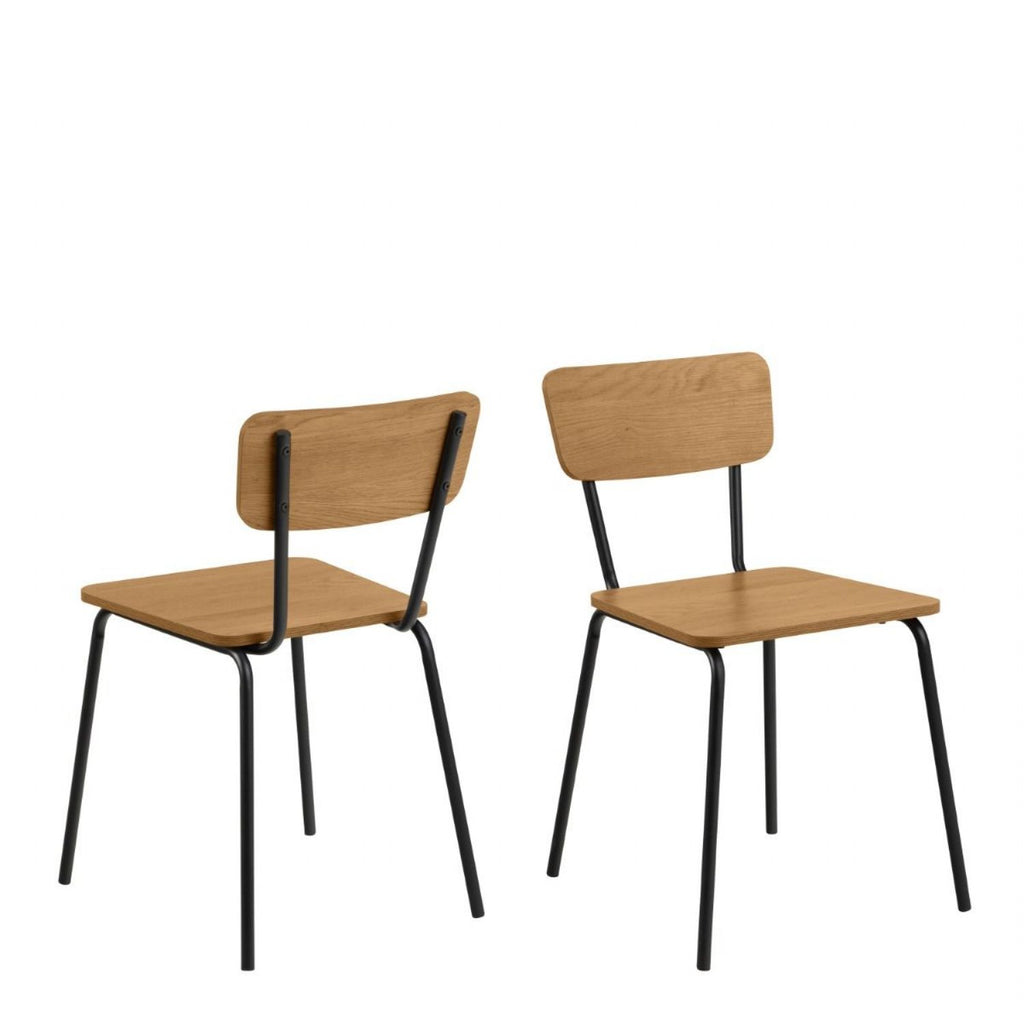 Peru Dining Table in Black and Oak includes 4 Peru Dining Chair in Steel and Oak