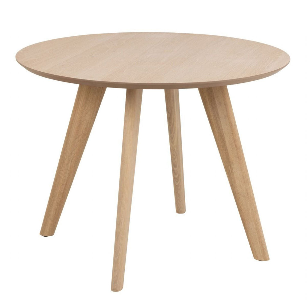 Townsville Round Dining Table in White and Oak 100x75cm includes 4 Batilda Fabric Dining Chairs in Grey and Oak