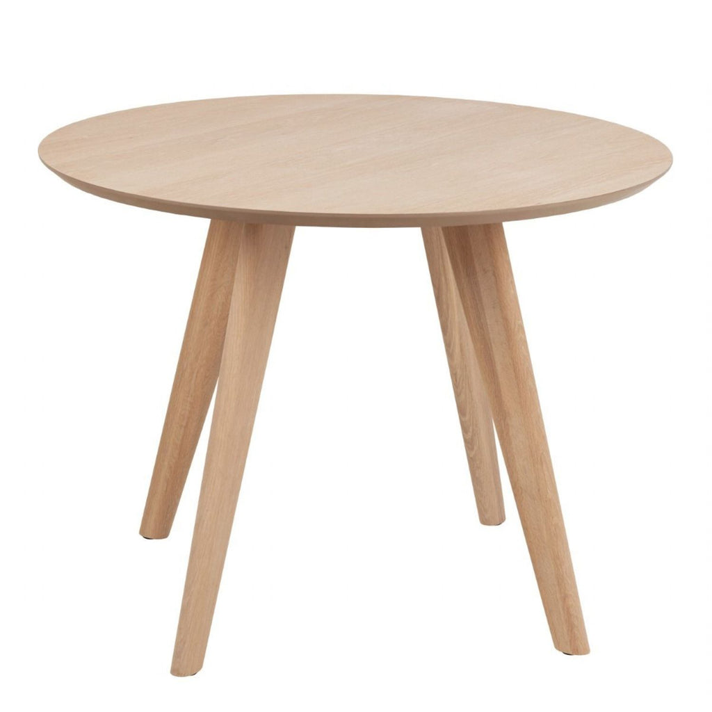 Townsville Round Dining Table in White and Oak 100x75cm includes 4 Batilda Fabric Dining Chairs in Grey and Oak