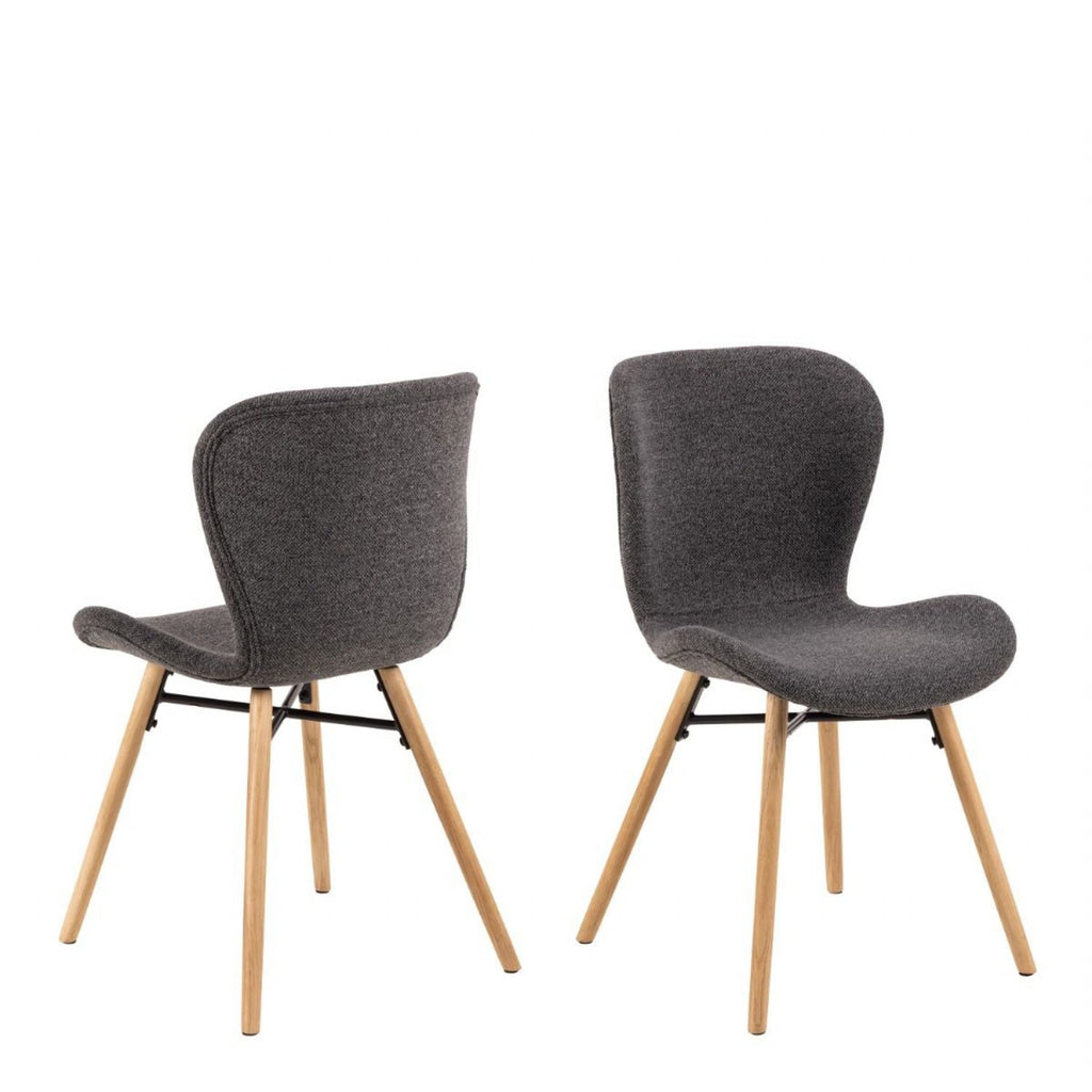 Townsville Round Dining Table in White and Oak 100x75cm includes 4 Batilda Fabric Dining Chairs in Grey and Oak