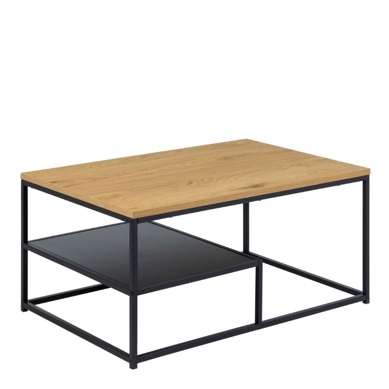Gila Coffee Table with Open Shelf in Oak & Black