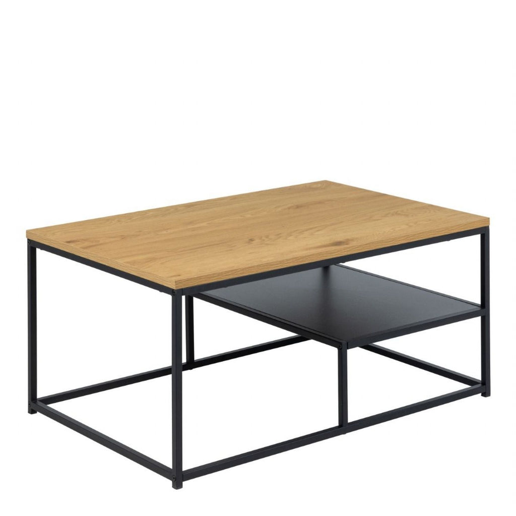 Gila Coffee Table with Open Shelf in Oak &amp; Black