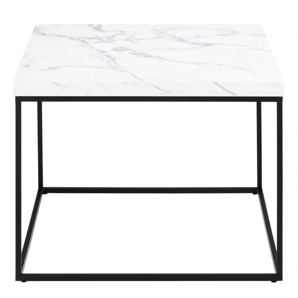 Barossa Coffee Table with White Marble Effect Top & Black Steel Base 60cm
