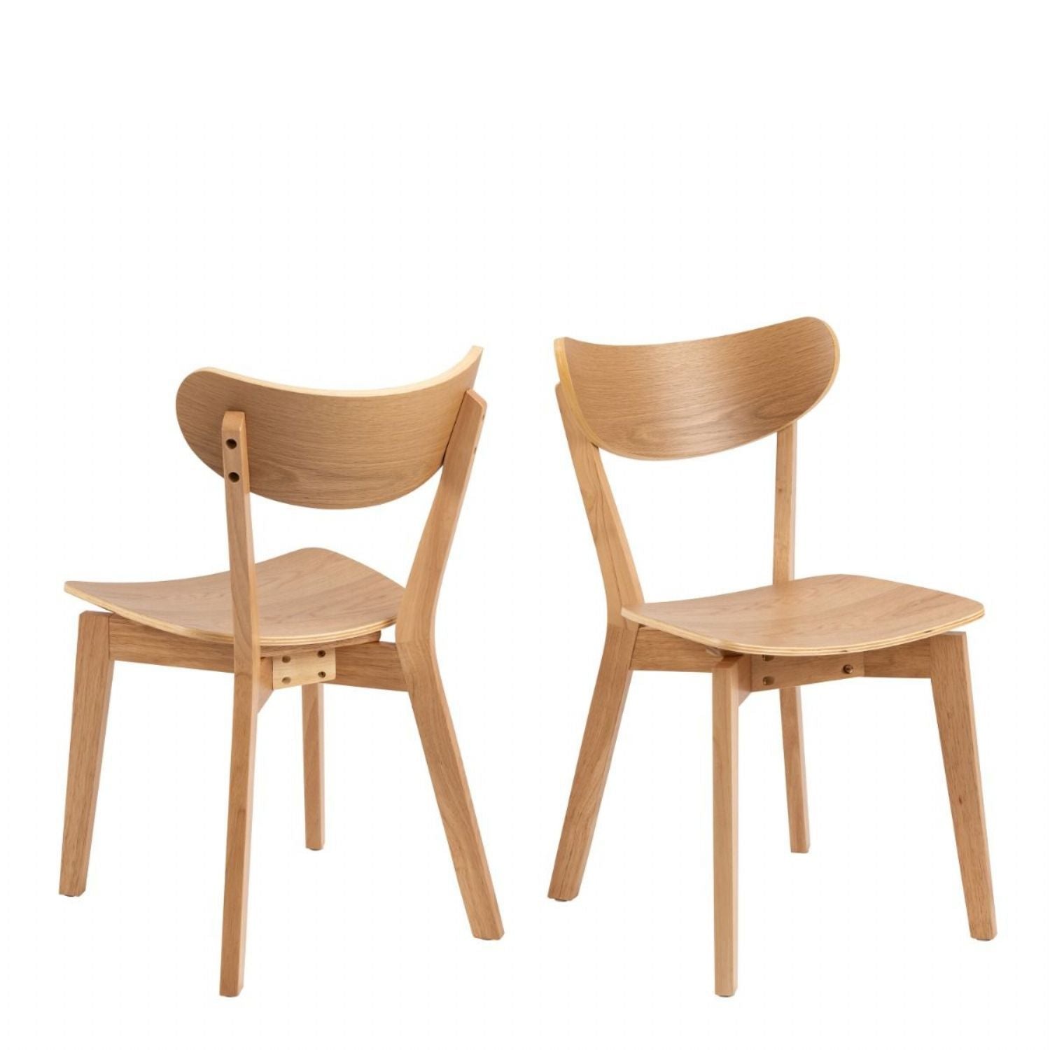 Ibiza Round Beige Dining Table with 4 Roxby Dining Chairs in Oak