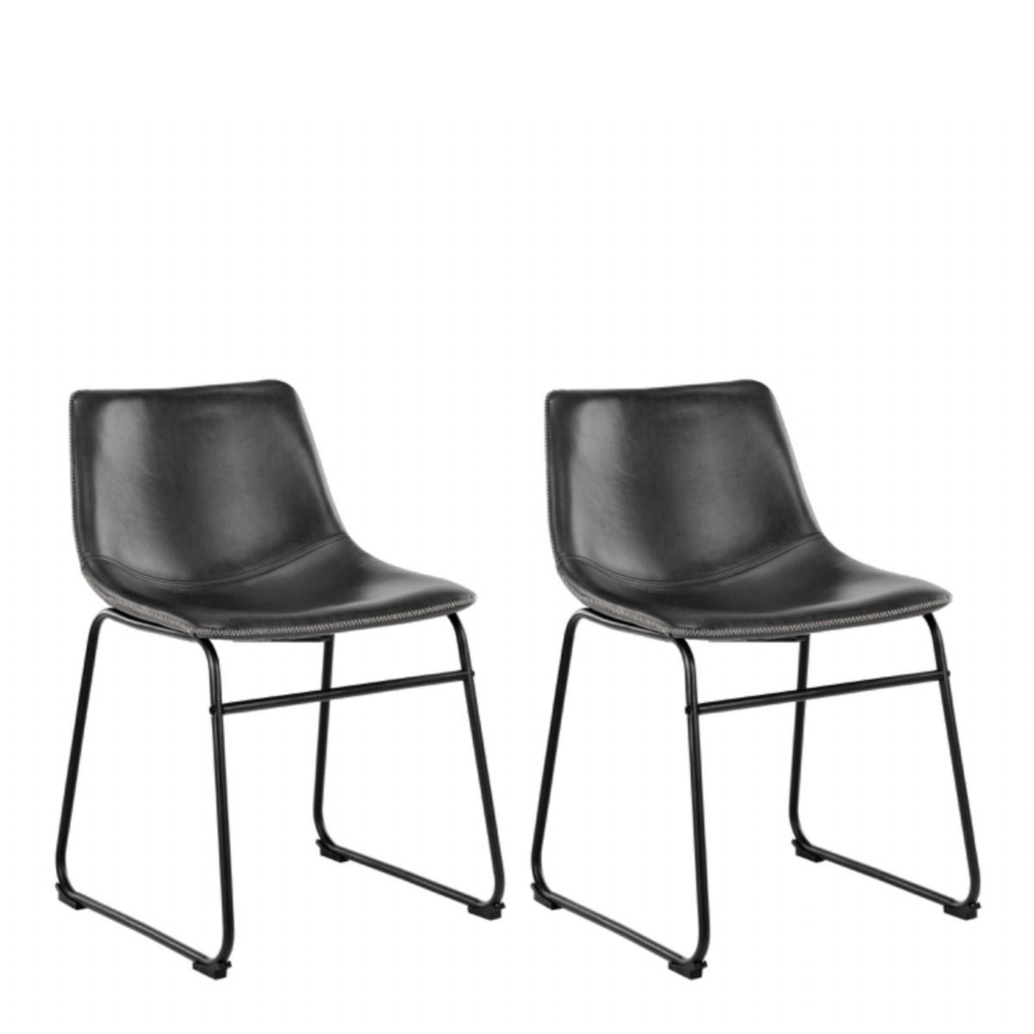 I_Oregon Dining Chair In Black with Cream Stitching, Set of 2