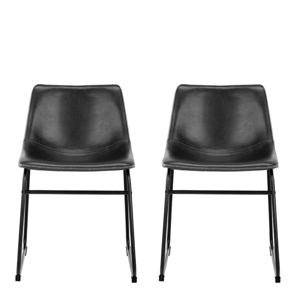 I_Oregon Dining Chair In Black with Cream Stitching, Set of 2