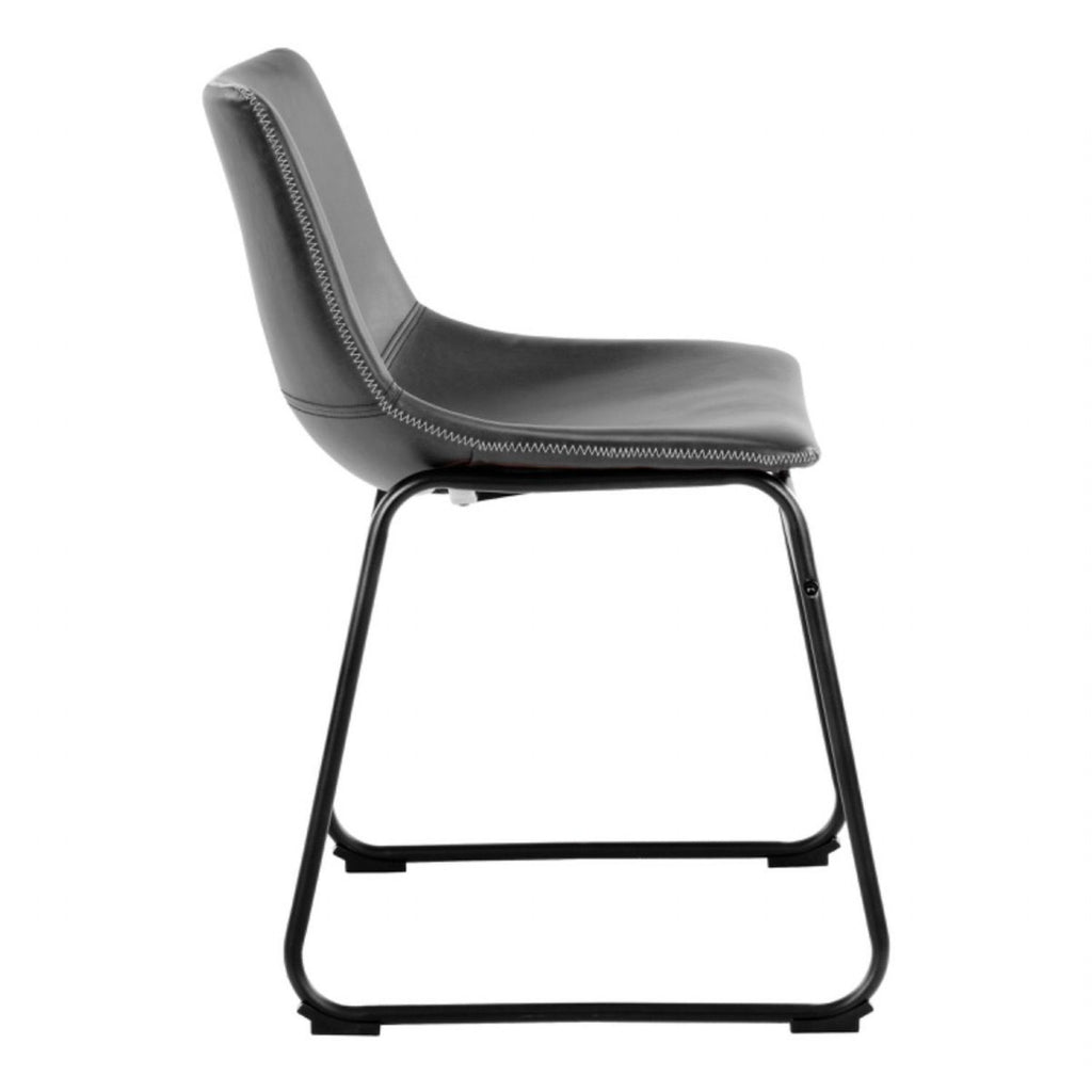 I_Oregon Dining Chair In Black with Cream Stitching, Set of 2