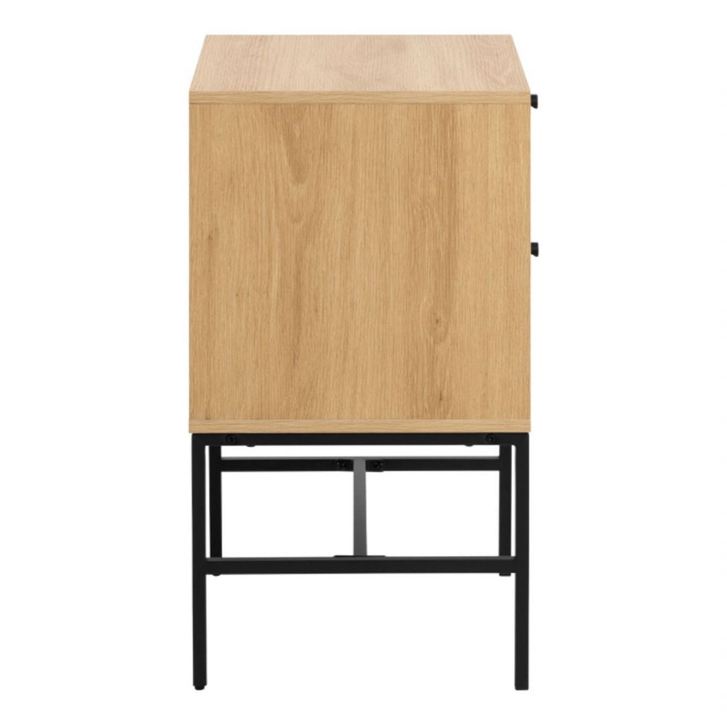 Albany 2 Drawer Bedside Table in Oak Black Legs