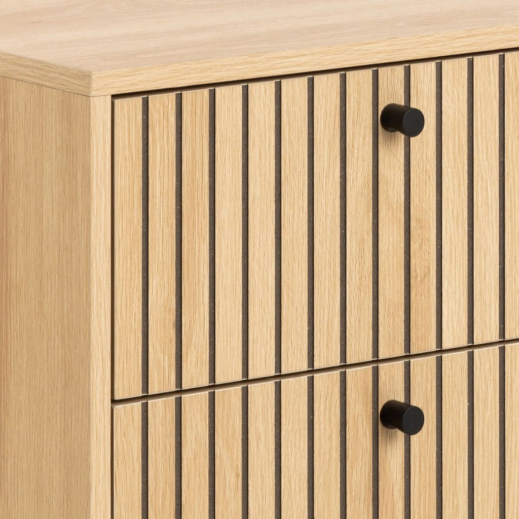 Albany 2 Drawer Bedside Table in Oak Black Legs