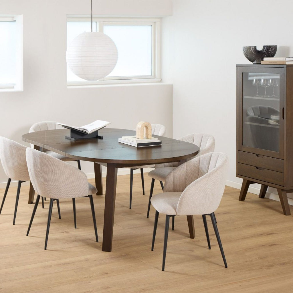 ALine Round Extendable Dining Table in Smoked Oak 120 220 x 120 x 75cm