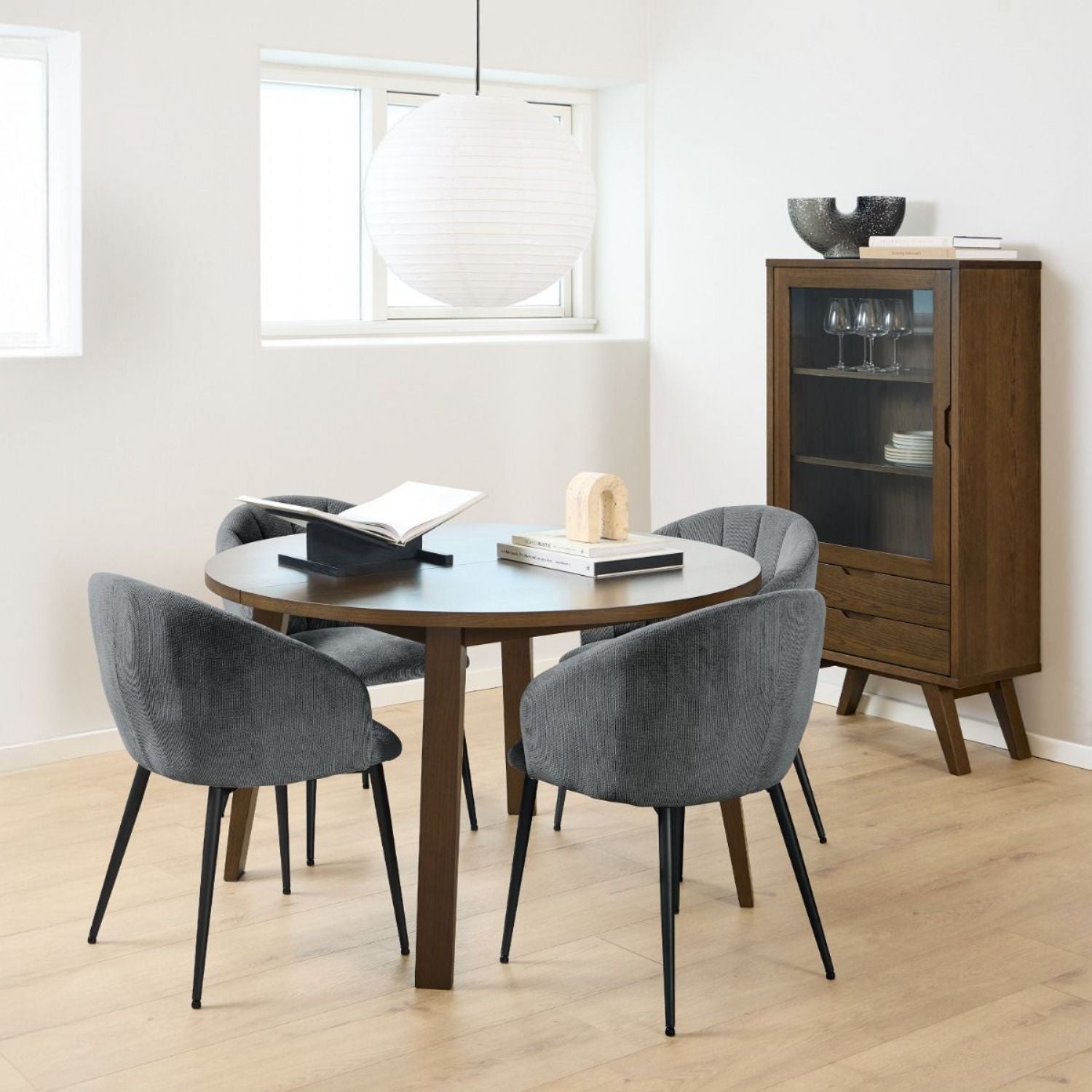ALine Round Extendable Dining Table in Smoked Oak 120 220 x 120 x 75cm