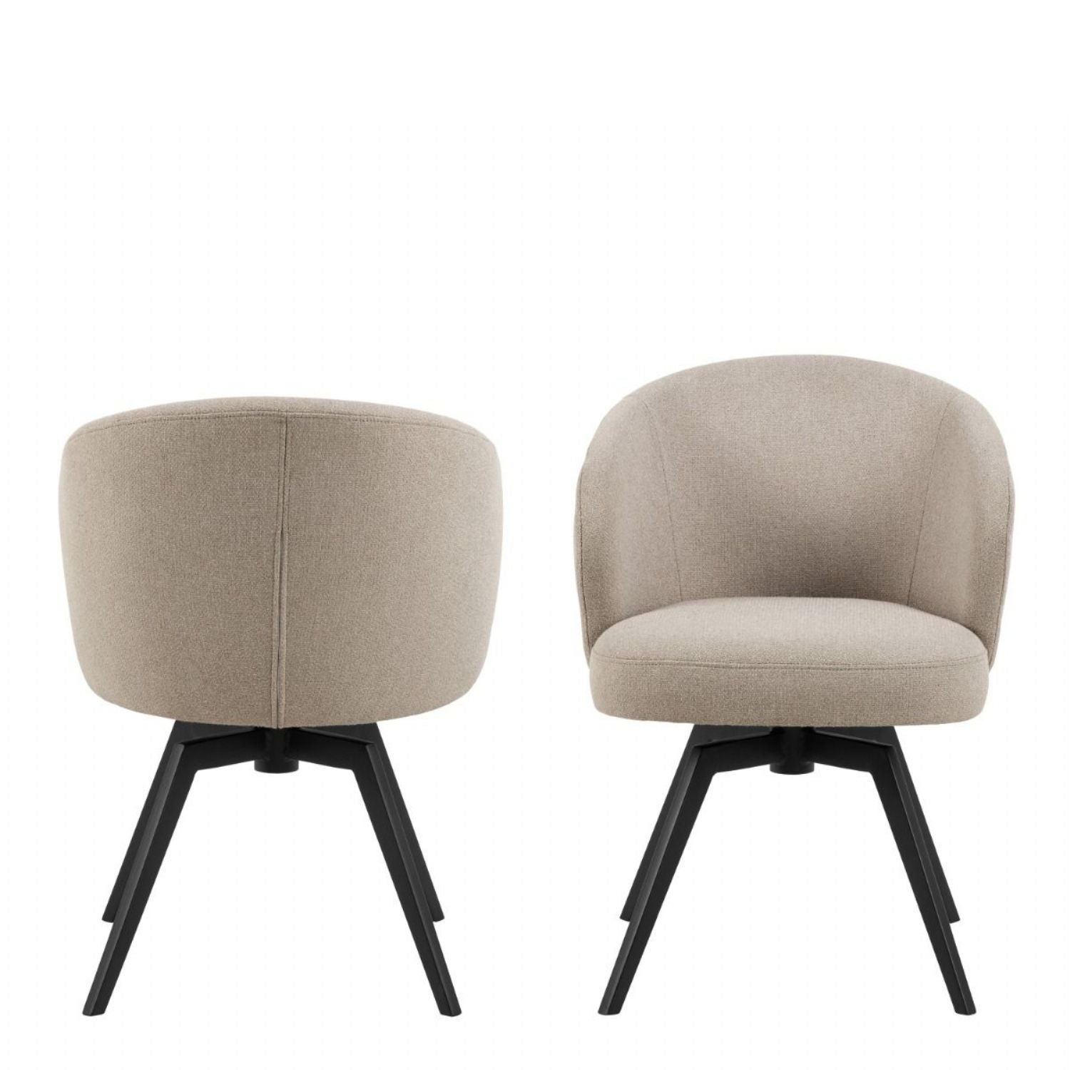 Darlene Dining Chair with Armrest and Swivel in Beige