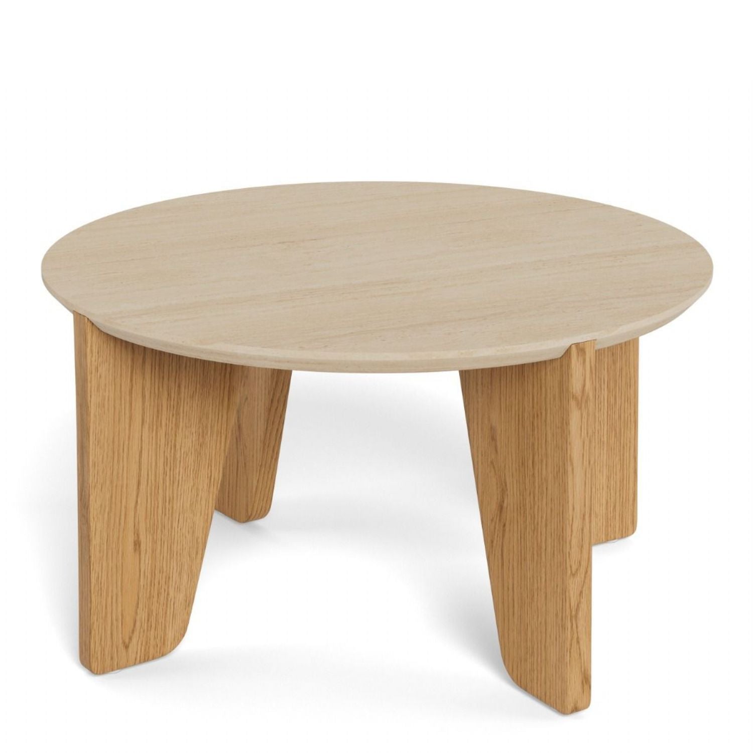 Dockland Round Coffee Table in Travertine &amp; Wild Oak