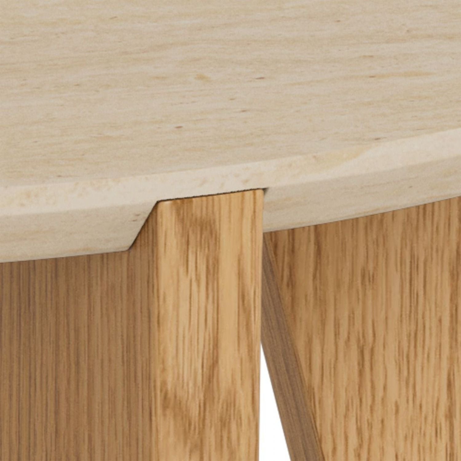 Dockland Round Coffee Table in Travertine & Wild Oak