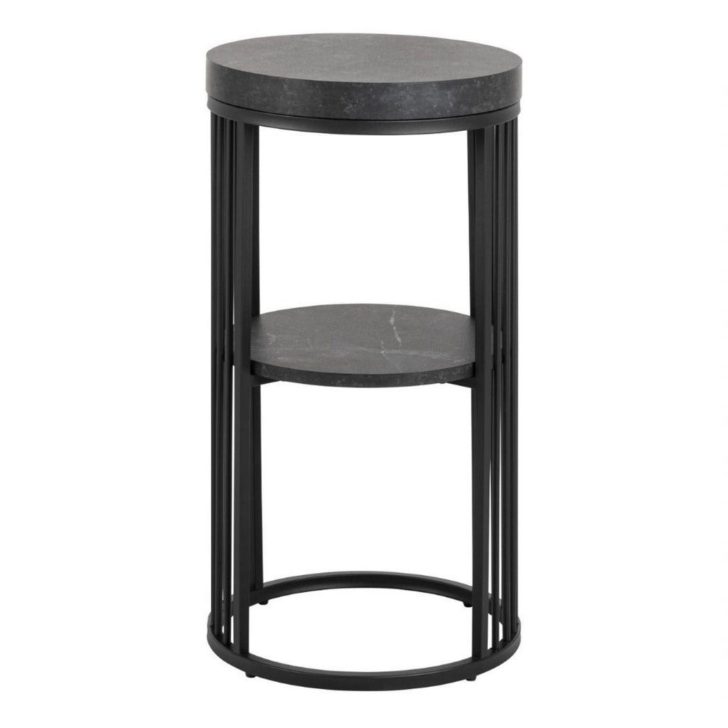 Strington Round Bedside Table 1 Shelf in Matt Black