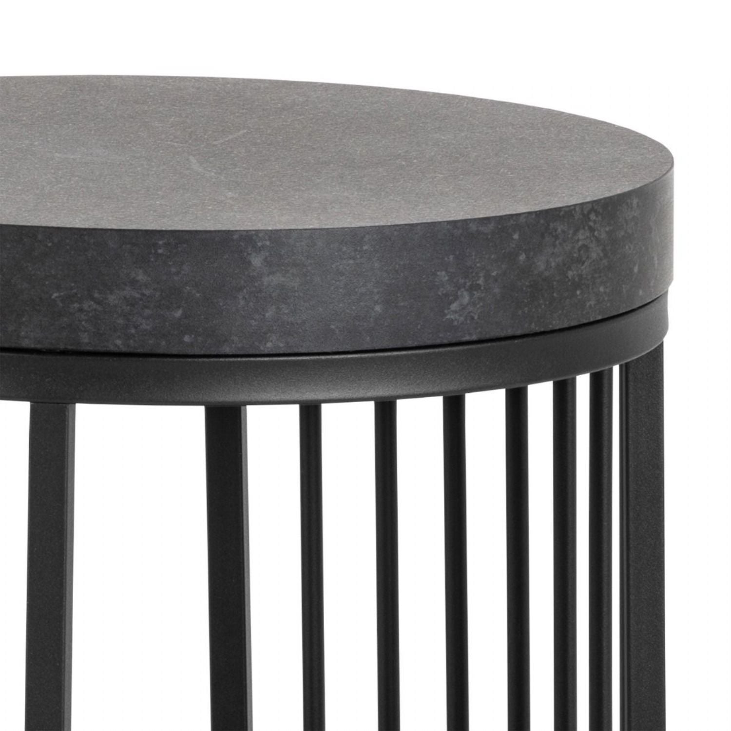 Strington Round Bedside Table 1 Shelf in Matt Black