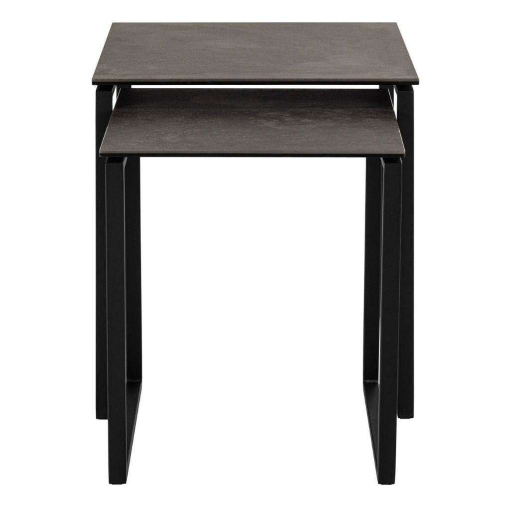 Katrine Square Coffee Table Set in Ceramic Black