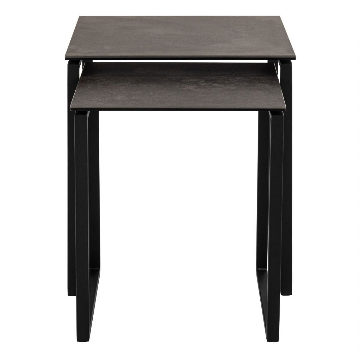 Katrine Square Coffee Table Set in Ceramic Black