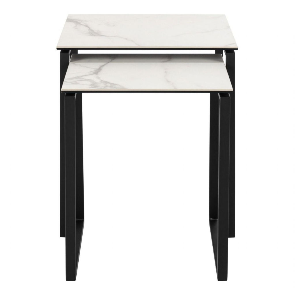 Katrine Square Coffee Table Set in Ceramic White