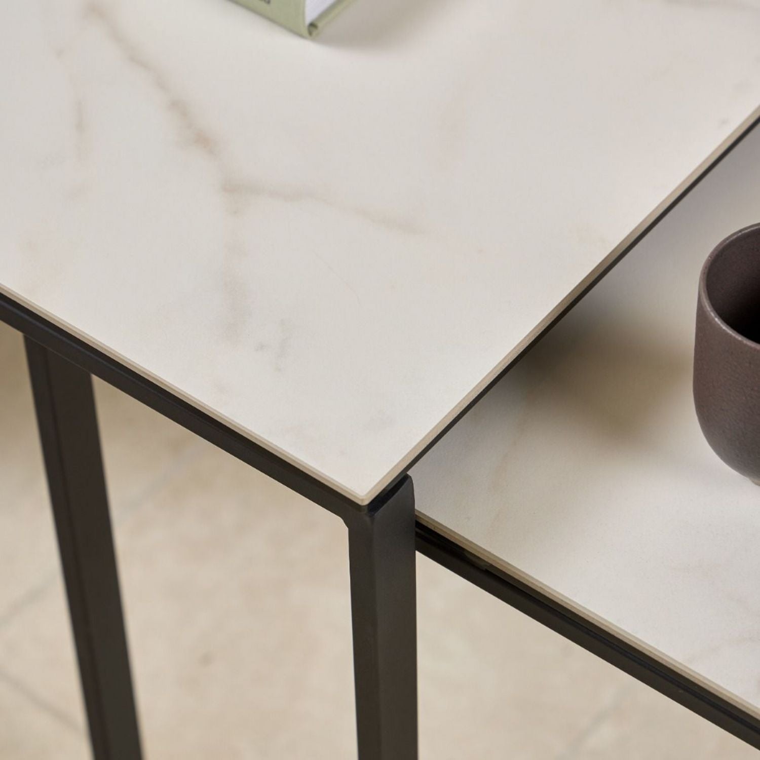 Katrine Square Coffee Table Set in Ceramic White