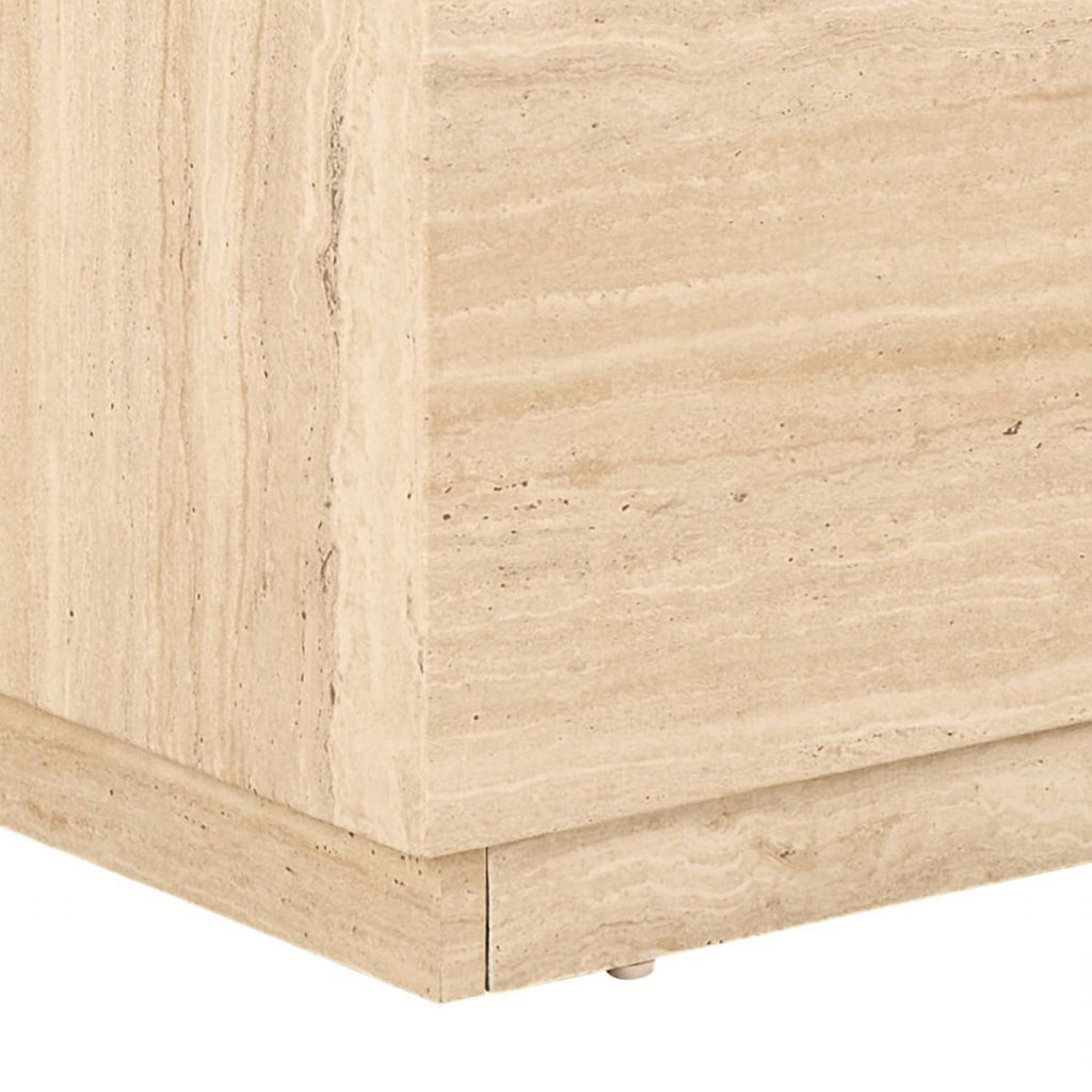 Dice Square and Rectangular Coffee Table Set of 2 in Travertine Rough Paper Effect