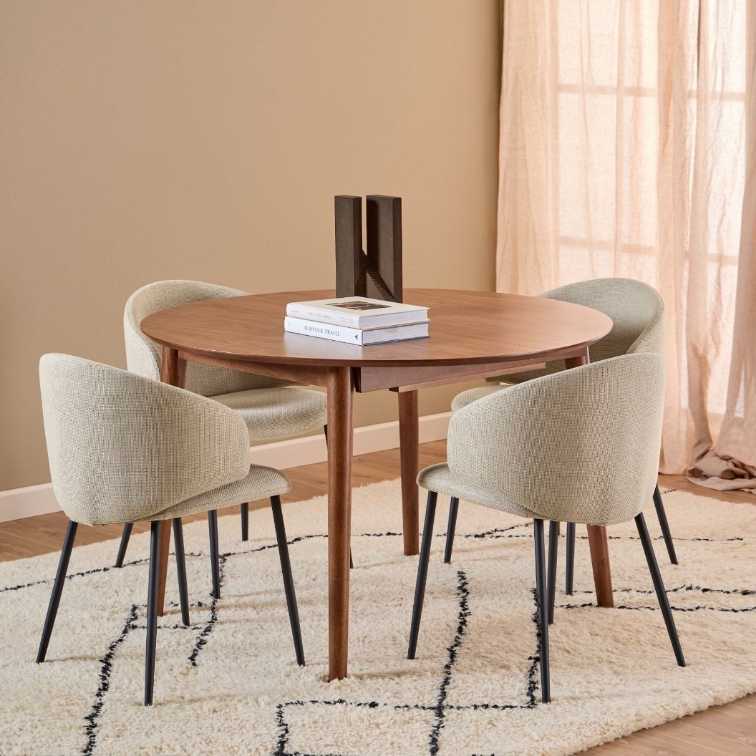 Montreux Round Extending Dining Table in Walnut 115 to 154cm