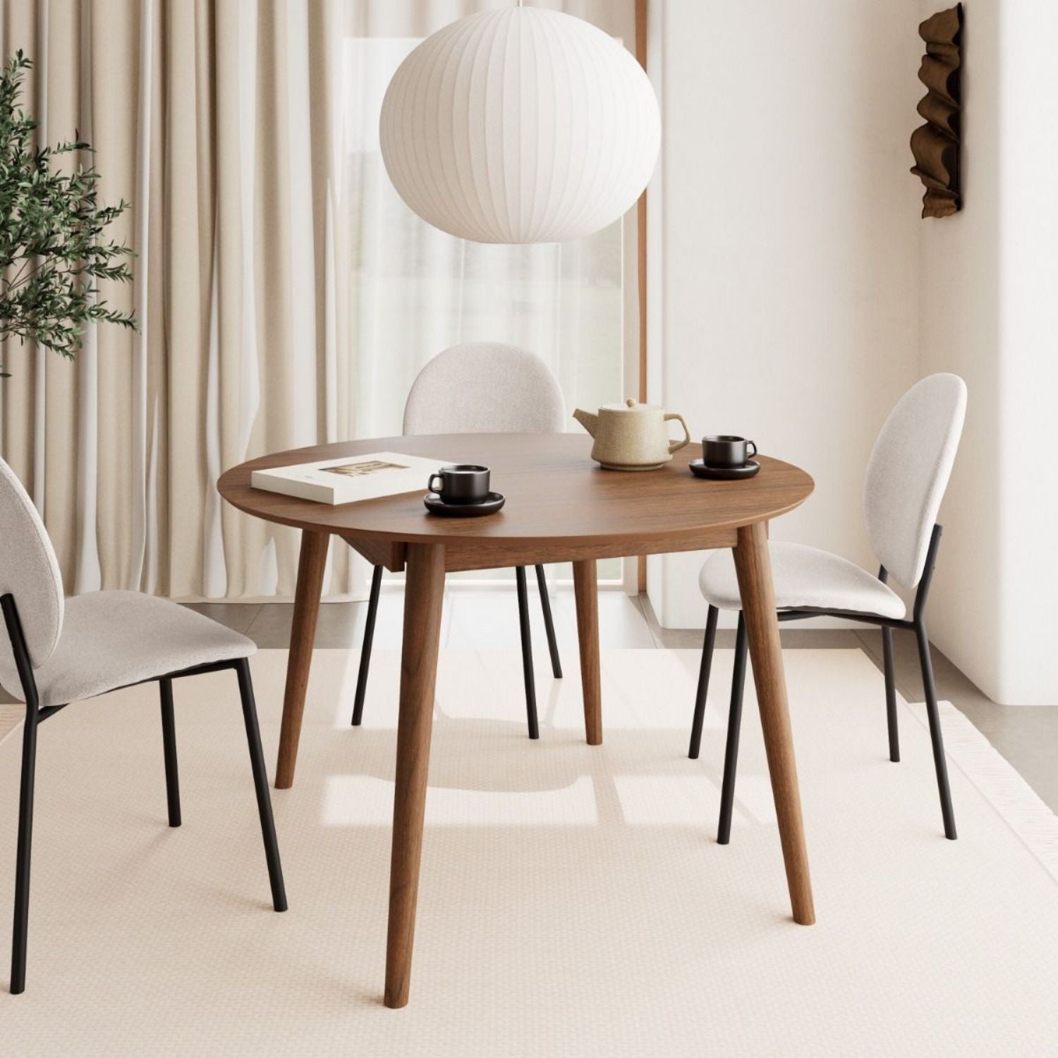 Montreux Round Extending Dining Table in Walnut 115 to 154cm
