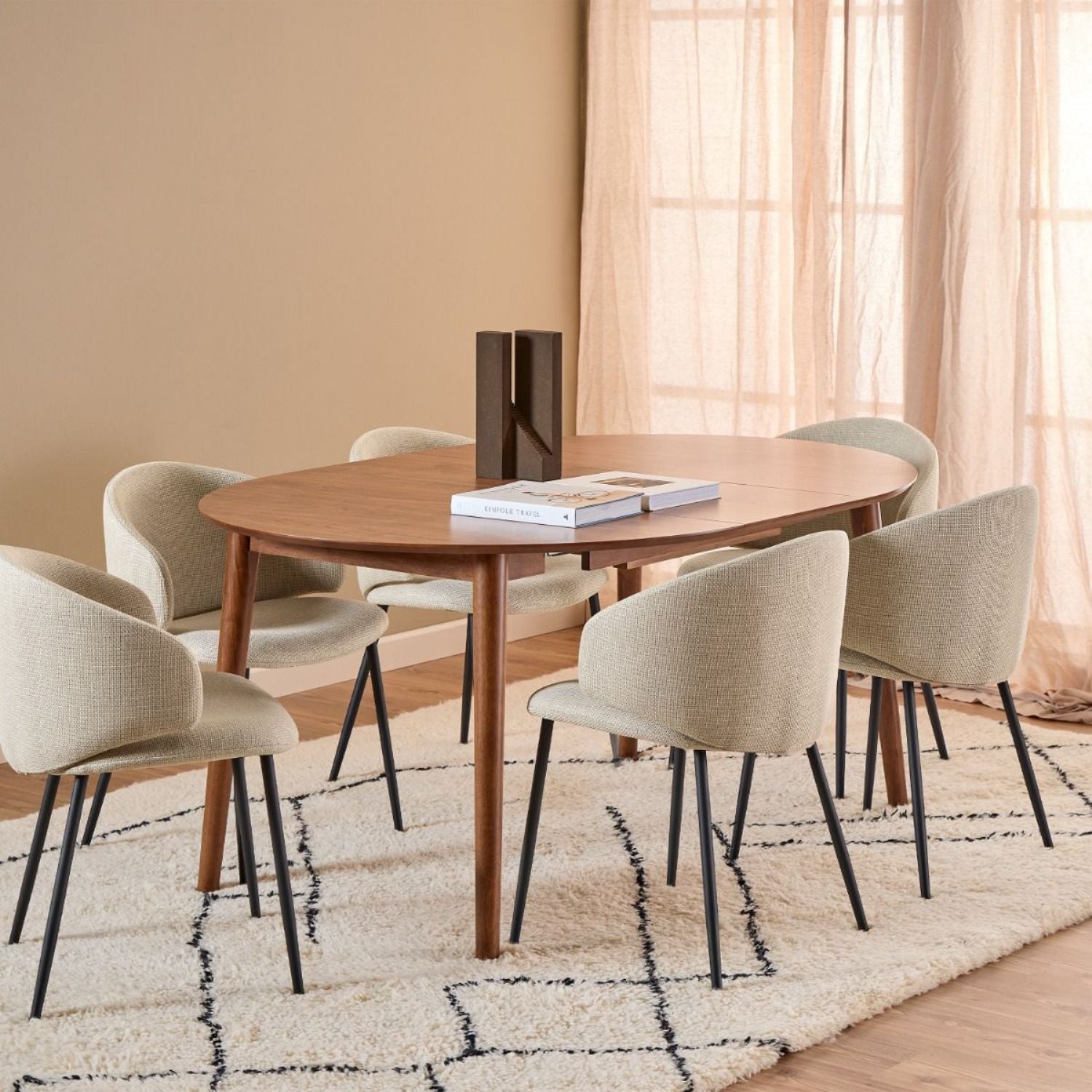 Montreux Round Extending Dining Table in Walnut 115 to 154cm