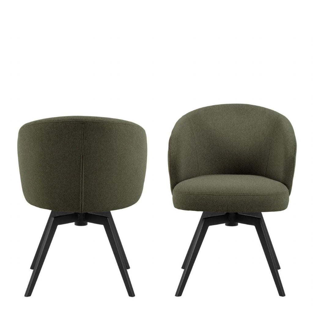 Darlene Dining Chair with Armrest and Swivel Function in Green