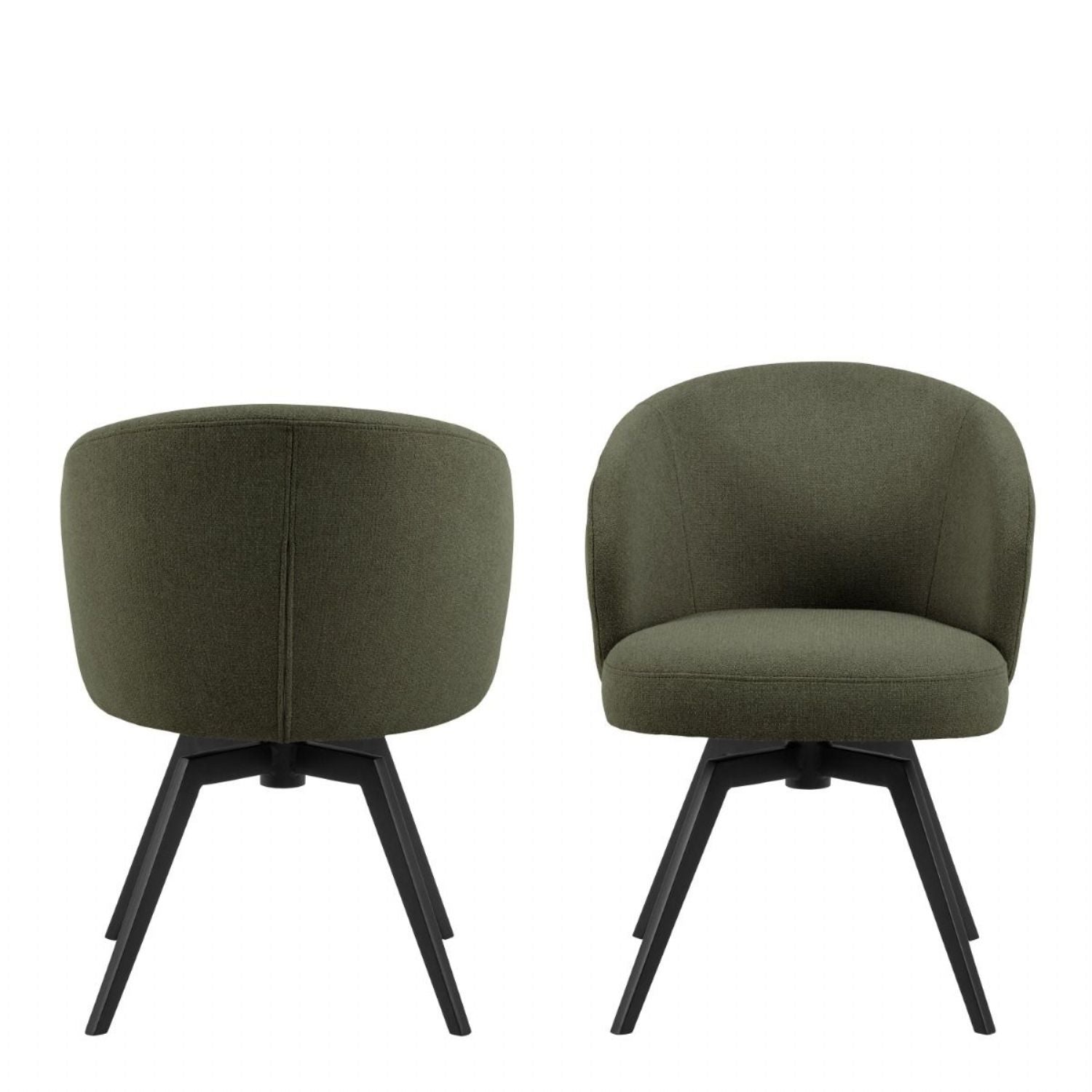 Darlene Dining Chair with Armrest and Swivel Function in Green