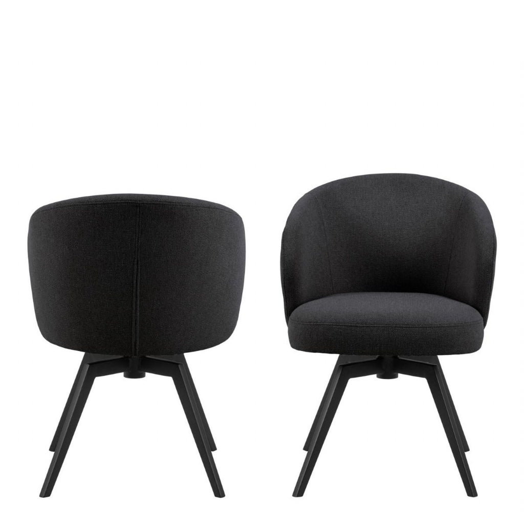 Darlene Dining Chair with Armrest and Swivel Function in Black