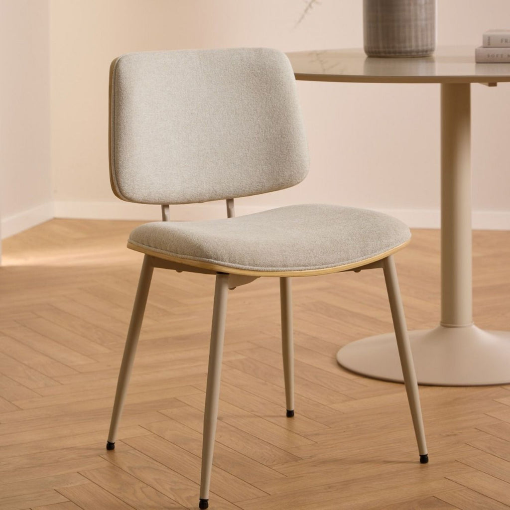 Owen Dining Chair in Apia Fabric Beige Set of 2