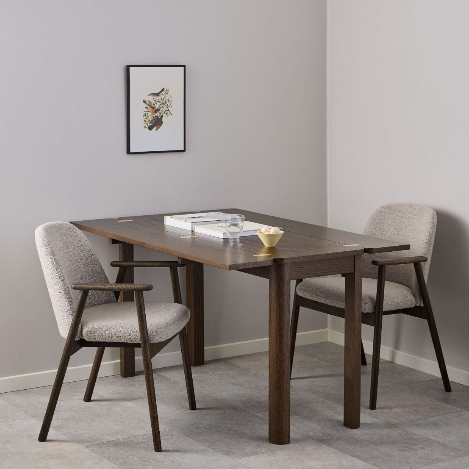 Leo Dining Chairs With Armrest in Monza Fabric Beige Set of 2
